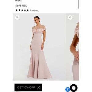 Nwt Mac Dugga pink mermaid crepe gown. Size 8.